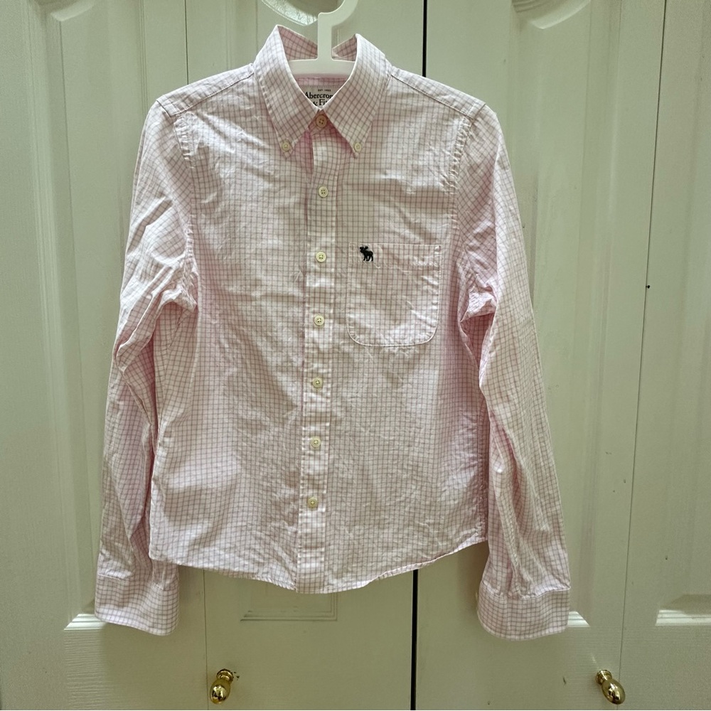 Abercrombie and Fitch Men's Pink Checkered Casual Shirt S